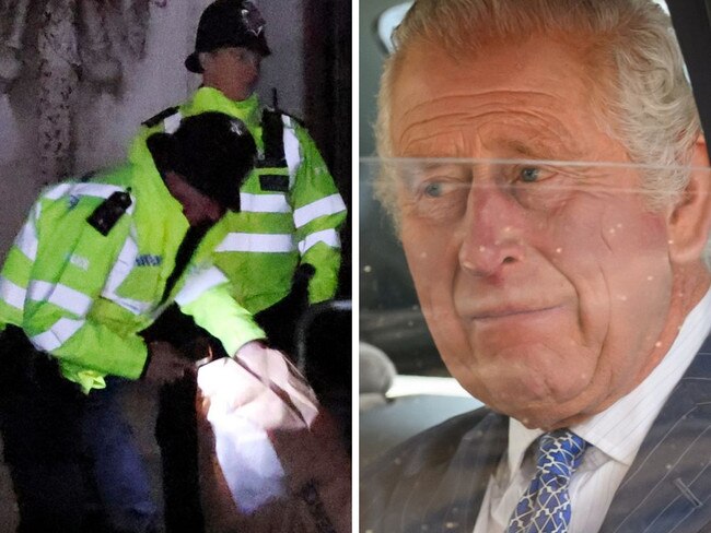 King Charles pictured outside Westminster Abbey the morning after the incident outside Buckingham Palace.