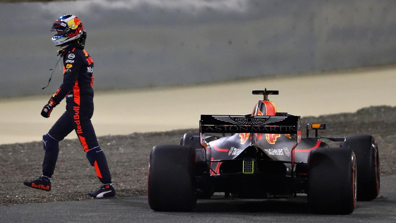 Daniel Ricciardo put his knee through a door after his first retirement of the season in Bahrain.