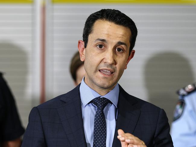 Qld Premier David Crisafulli pictured addressing the media over TC Alfred at QFD State Deployment Centre, Brisbane 4th March 2025.  (Image/Josh Woning)