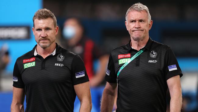 Geoff Walsh (right) worked at Collingwood with Nathan Buckley. Picture: Michael Klein