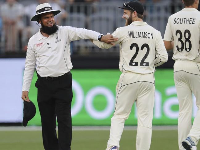 Umpire Aleem Dar during the first Test in Perth. Picture: AP