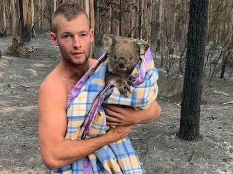 Patrick Boyle saved seven koalas from burnt bushland near his Mallacoota home when bushfires tore through the town.