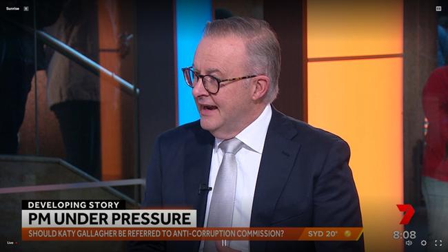 Anthony Albanese interviewed on Sunrise recently. Picture: Sunrise/Channel 7