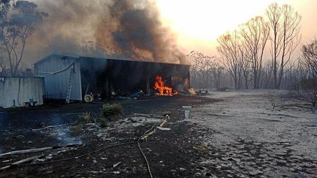 At least two homes have been lost to the blaze, which continues to burn this morning. Picture: Supplied