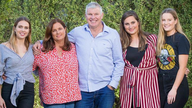 Danny Frawley with his wife Anita and daughters Danielle, Chelsea and Keeley. Picture: Mark Stewart