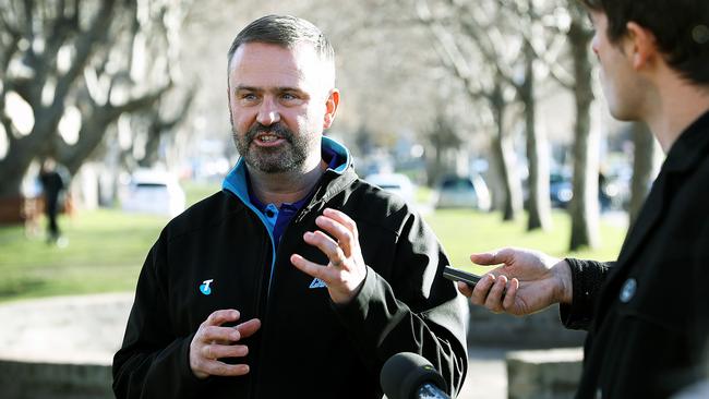 Hydraplay Consortium spokesman David Bartlett explains the group’s plans for the Derwent Entertainment Centre. Picture: SAM ROSEWARNE