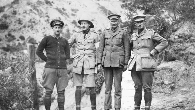 Captain Charles Tozer (second from elft) with fellow officers during World War I. Picture: Australian War Memorial