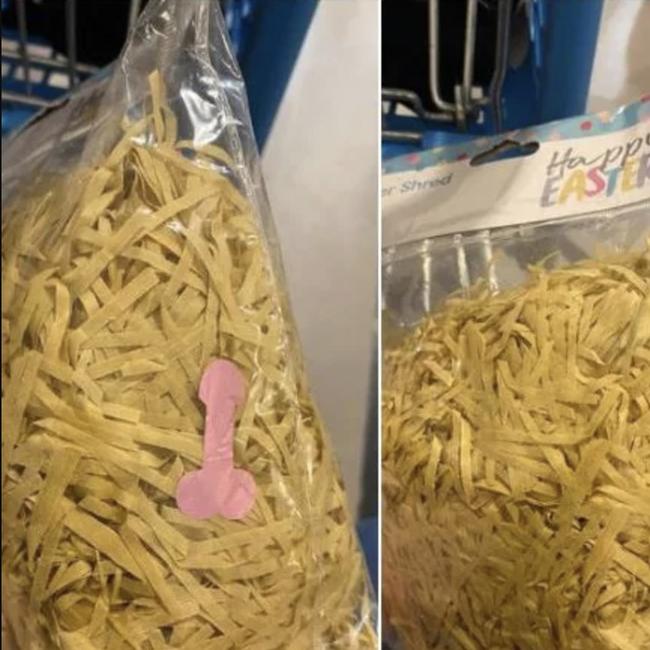 A Kmart shopper spotted a pink shape in a packet of shredded paper. Picture: Facebook/Kmart Hacks &amp; Decor