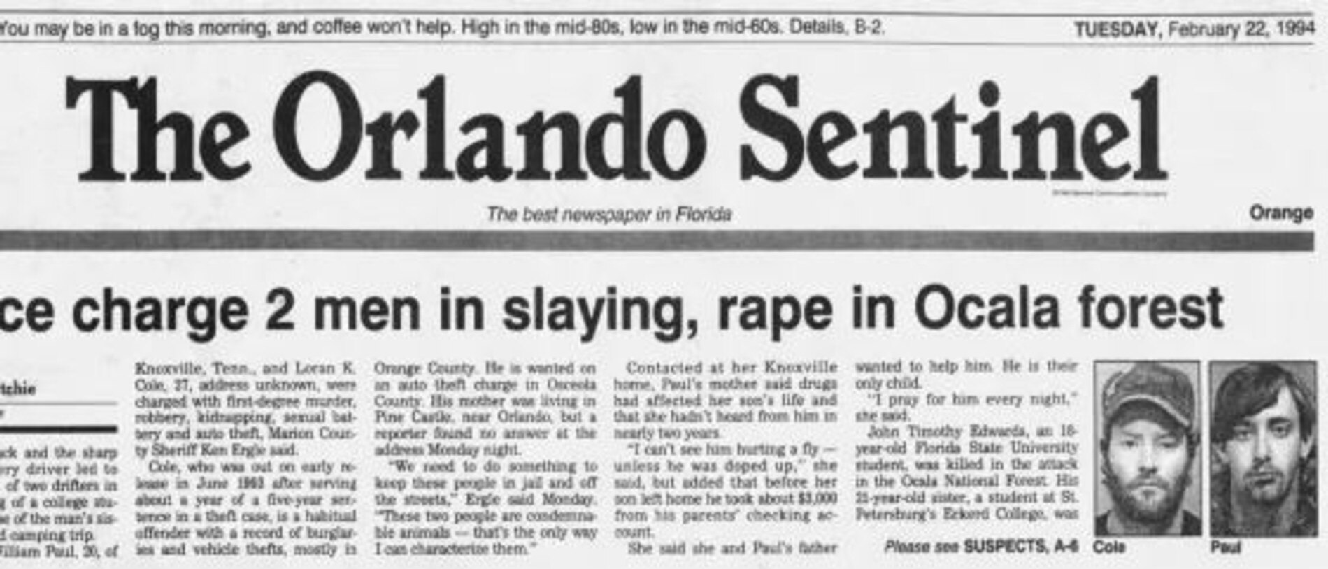 The horrific crime shocked the nation. Picture: Orlando Sentinel