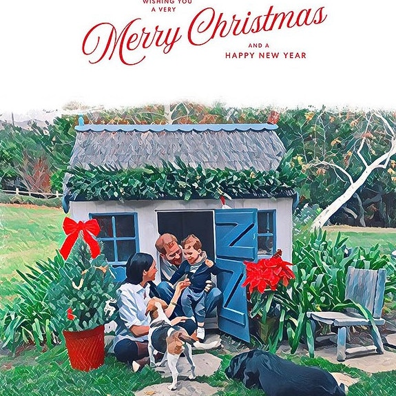 Archie's red hair stands out in the new Christmas card. Picture: Instagram.