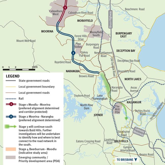 Bruce Highway Western Alternative planning stages map. Picture: TMR