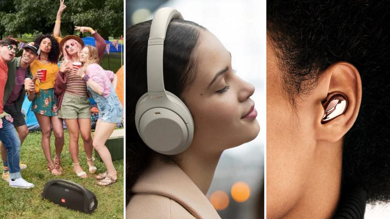 With everything from JBL Bluetooth speakers, Sony wireless headphones and Samsung Galaxy earbuds on sale, now is the time to upgrade your audio accessories. Image: JBL, Sony, Samsung.