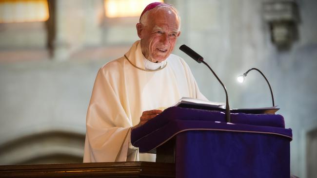 Emeritus Adelaide Archbishop Leonard Faulkner at his 90th birthday celebrations in December 2016. Picture: Ben MacMahon
