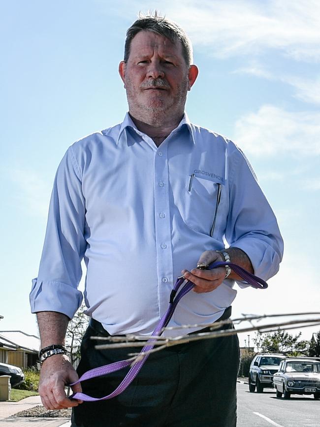 Neal Smith’s dog was killed by motorcyclists on his street in Seaford Meadows. Picture: AAP Image/ Morgan Sette. 