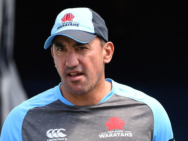 NSW Waratahs coach Daryl Gibson is seen during a training session in Sydney, Friday, February 23, 2018. (AAP Image/Joel Carrett) NO ARCHIVING
