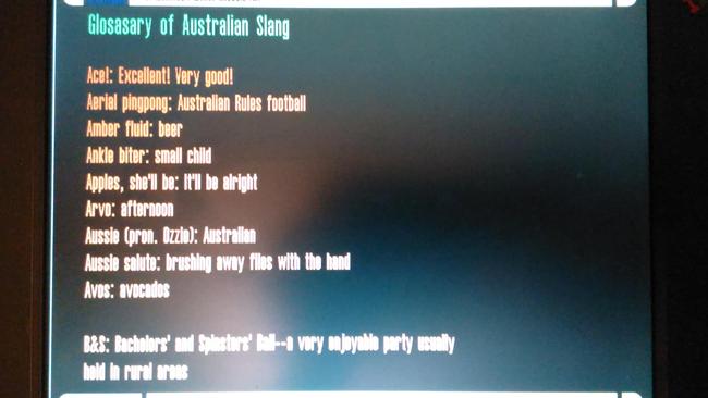 Just what you expect to find on a used laptop — Aussie slang.