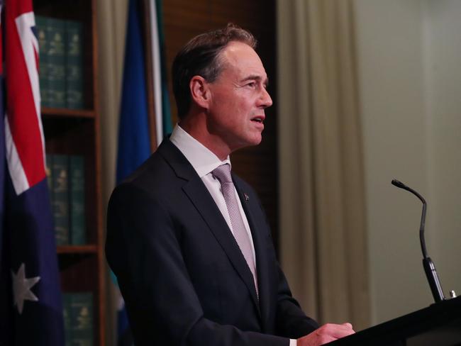 Federal Health Minister Greg Hunt amended the Biosecurity Act to ensure Australians didn’t use NZ as a port to travel internationally outside of the bubble. Picture: NCA NewsWire / David Crosling