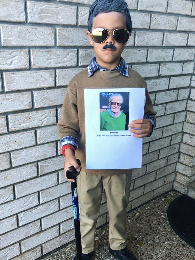 Raimon Olsen-Smith from Pumicestone State School dressed as Stan Lee Picture: Janelle Olsen