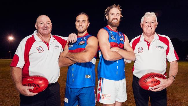 Rosewater coach Wayne Mahney, James Deeley-Godfrey, Jonathan Mahney and president John Reardon. Picture: AAP/Matt Loxton.