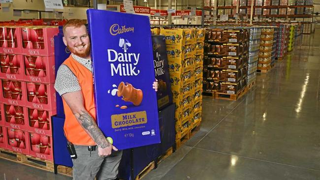 Costco Ipswich. Michael Ash with a 10kg chocolate block.