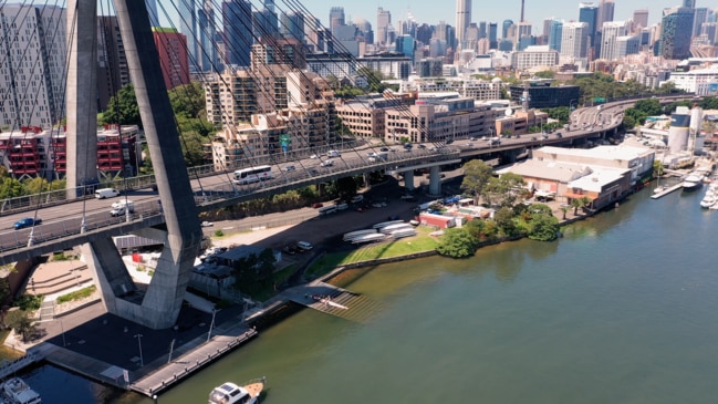 Drone footage of the Bank Street Park site in Pyrmont