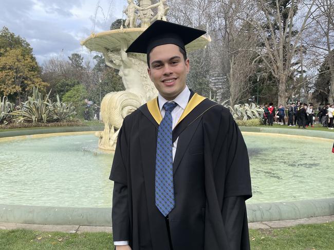 Michael Balia (Master of Chemical Engineering) at the 2023 University of Melbourne graduations. Picture: Jack Colantuono