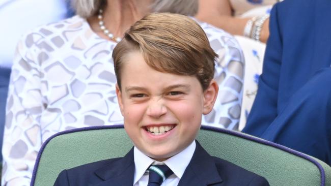 LONDON, ENGLAND - JULY 10: Prince George of Cambridge attends The Wimbledon Men's Singles Final at the All England Lawn Tennis and Croquet Club on July 10, 2022 in London, England. (Photo by Karwai Tang/WireImage)