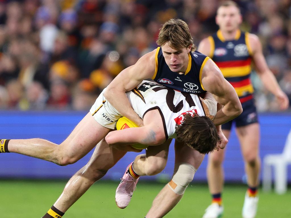 Daniel Curtin was the Crows’ highest draft pick last season. Picture: Sarah Reed/AFL Photos via Getty Images.