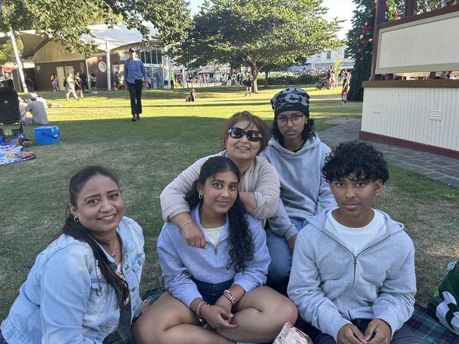 The Salat family at Williamstown Foreshore for the 2024 New Year's Eve fireworks. Picture: Erin Constable