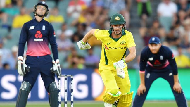 Tim Paine scoots off for a single. Picture: AAP