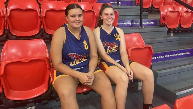 Jets young guns Kaylani Duggan Cole and Jayla Thorne. Picture: Josh Spasaro