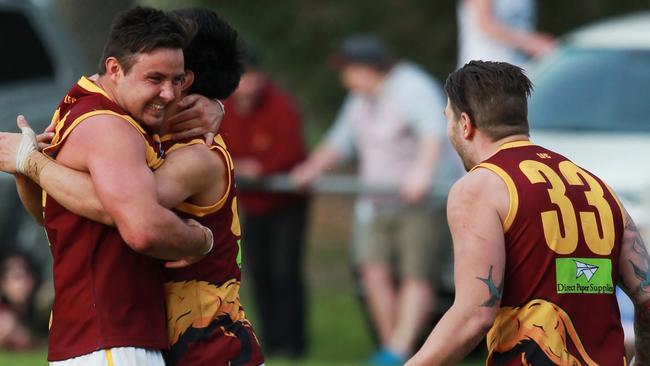 Lyndale players celebrate a goal in their semi-final. Photo: Tanya Fry