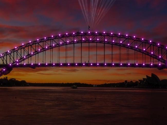 Artist impression of the Brightest Beam which is a new concept developed for the New Year’s Eve fireworks display. Supplied image.