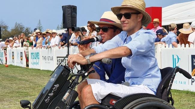 Tye Angland with Hamish McLachlan during one of his roles with Seven Racing.