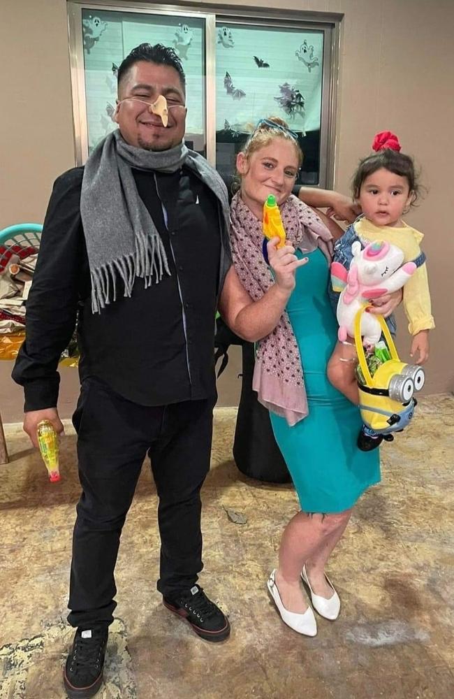 Missing Whitsunday mum Tahnee Shanks with partner Jorge Aguirre Astudillo and their daughter Adelynn. The pair have been missing since toddler Addy was dumped at a church in Cancun on May 2, 2022. Picture: Facebook