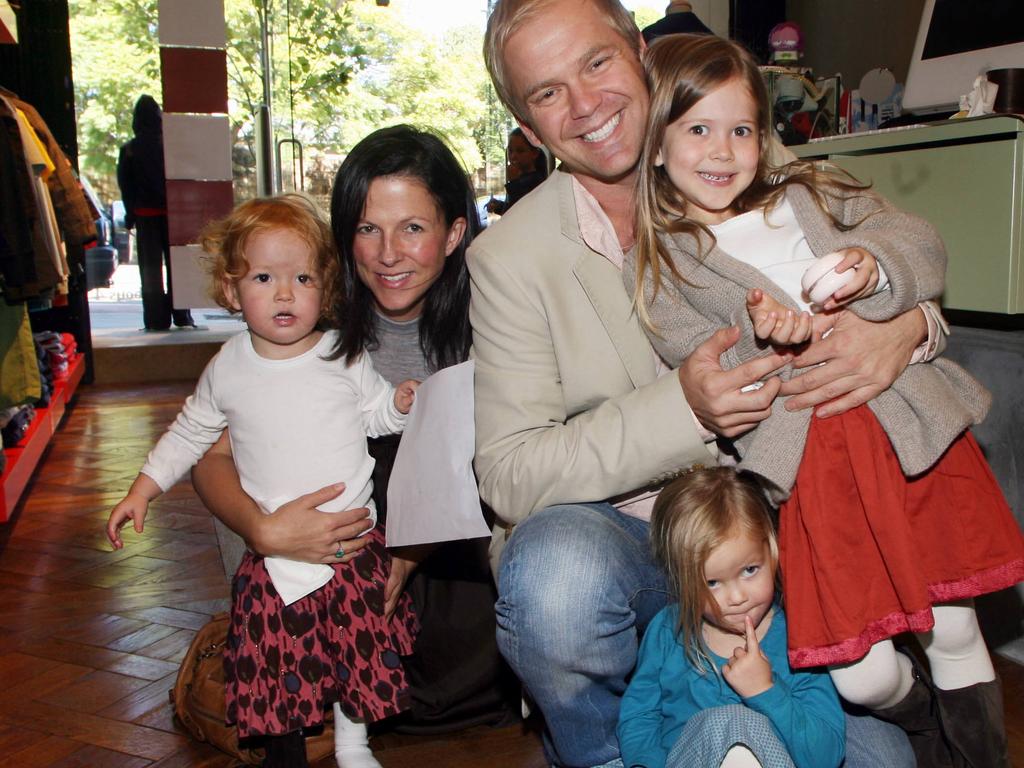 Bill Granger pictured with his wife Natalie and their children Bunny, Ines and Edie.