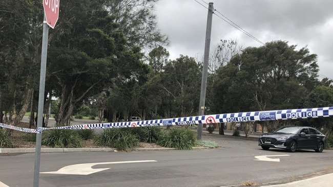 Police at the scene of the alleged robbery. Picture: Madeline Crittenden