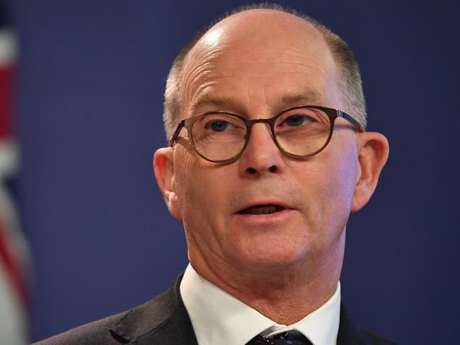 SYDNEY, AUSTRALIA - NewsWire Photos MARCH, 05, 2021: Chief Medical Officer Paul Kelly speaks to media at the Commonwealth Parliamentary Offices in Sydney. Picture: NCA NewsWire/Joel Carrett