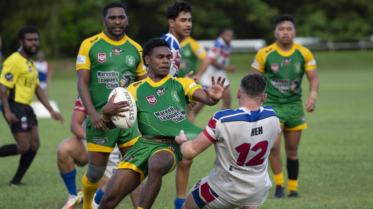 Caleb Dally of Mareeba in action during the CDRL A-grade Ivanhoes v Mareeba at Smithfield Sporting Complex on Sunday afternoon. Picture Emily Barker