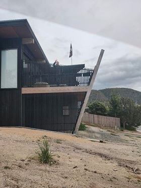 Greens Senator Peter Whish-Wilson at his Bicheno home photographed by a concerned local resident.