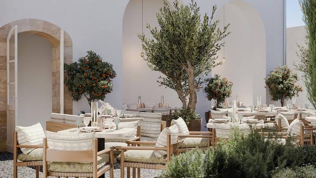 The outdoor terrace of Amyth of Nicosia hotel, Cyprus.