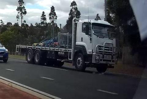 Police investigating a woman impaled by a metal rod on the Warrego Highway on February 25 are seeking the driver of this truck. Picture: QPS