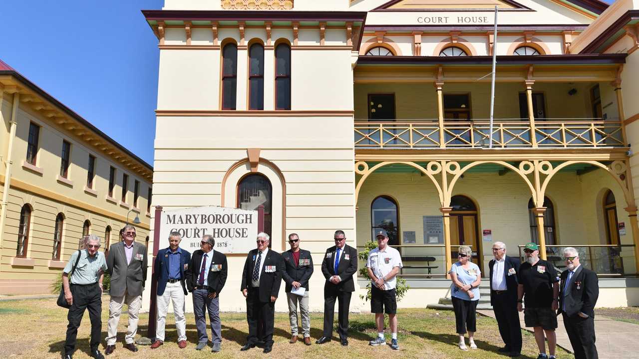 Former servicemen and women outside Maryborough Court House at the court appearance for Craig Lenihan. Photo: Alistair Brightman. Picture: Alistair Brightman