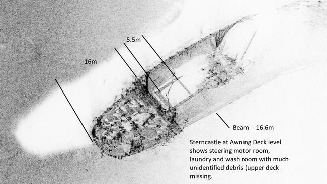 An image showing the wreck of the Montevideo Maru. Picture: Supplied