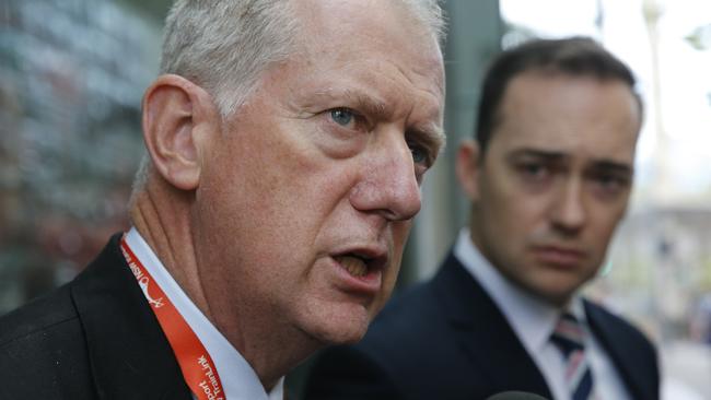 CEO of Sydney Trains Howard Collins speaks to the media after a train derailed at Richmond. Picture: David Swift.