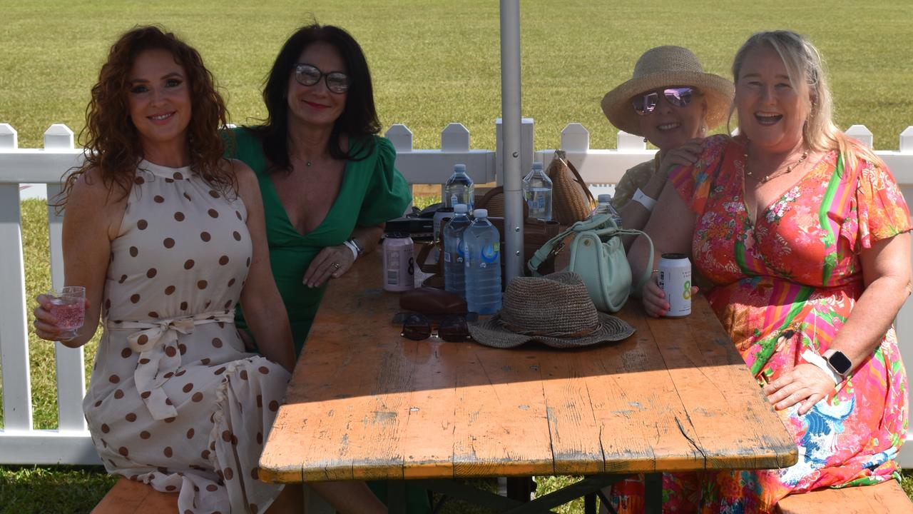 Karyn ‘Flame Joy’ Clarke, Suz Winzenburg, Heidi Garrett and Lianne Moles enjoy their day at the Polo By the Sea event in Maroochydore. Picture: Eddie Franklin