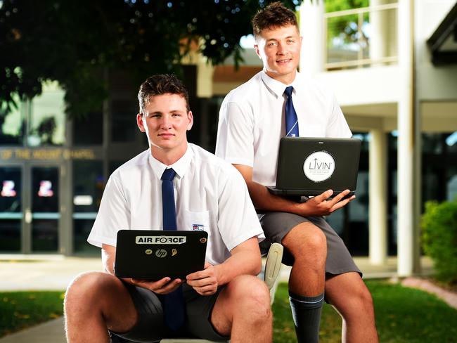 Ignatius Park College Students Lochy Ryan 17 and Jared Mitchell 17 are against cyberbullyng. Picture: Alix Sweeney