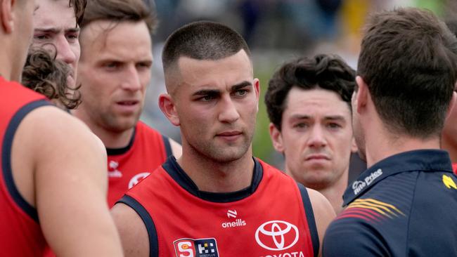 SANFL Sturt v Adelaide - At quarter time, Josh Rachele playing for Crows SANFL side after being controversially dropped for the AFL game against Sydney. 24 August 2024. Picture: Dean Martin