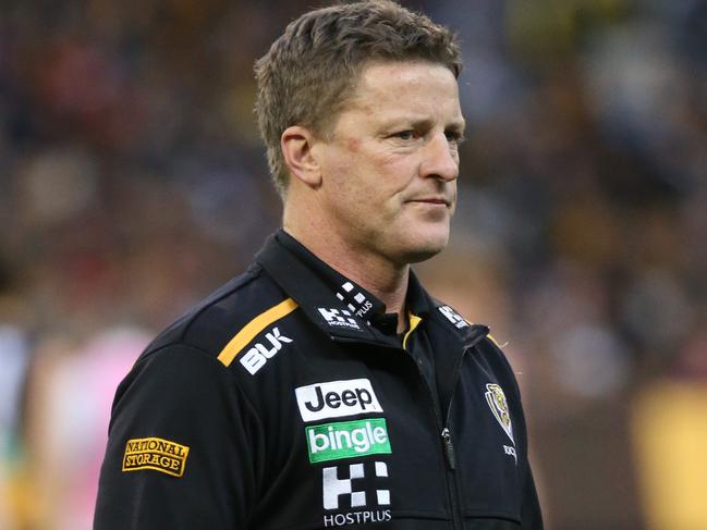 Hawthorn V Richmond at the M.C.G. 24th of July, Melbourne, Australia. Richmond coach Damien Hardwick Picture : George Salpigtidis