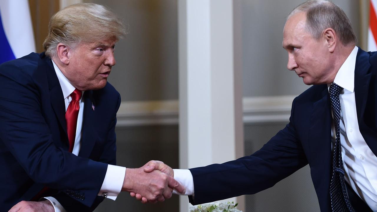 Donald Trump and Vladimir Putin in Helsinki. Picture: Brendan Smialowski/AFP